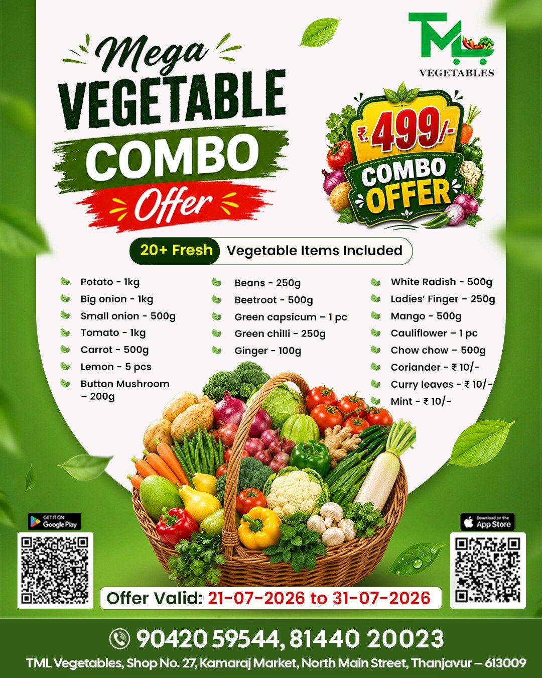 499/- COMBO veges